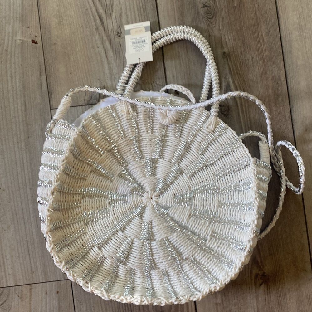 Mud Pie Women’s Metallic Straw Circle Tote Bag - Picture 4 of 6
